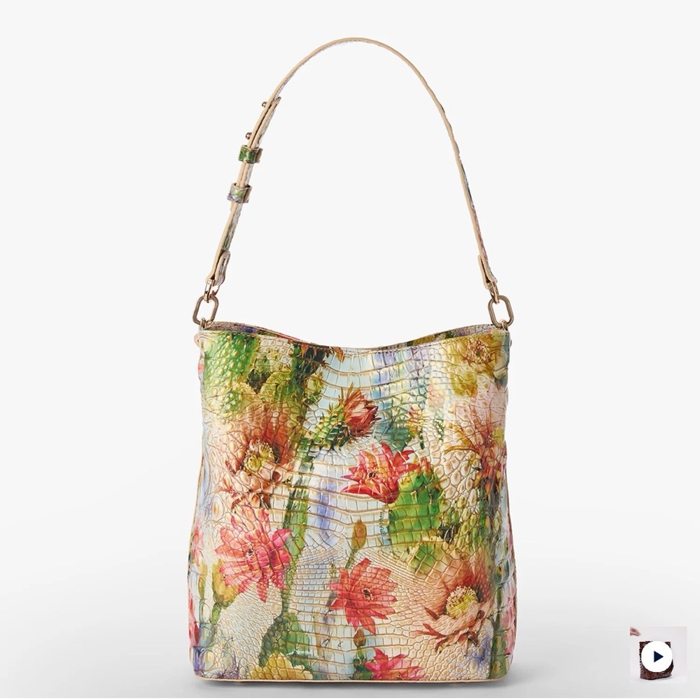 Brahmin “Celine” Floral Pastel Leather Shoulder Bag